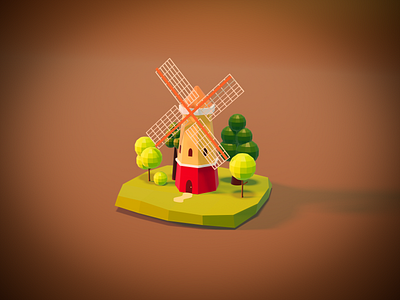 Dutch Mill low poly 3d 3d art blender blender 3d blender3d color dutch eevee eeveerender isometric low poly lowpoly render