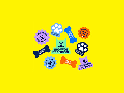 The HangryWoof branding design dog dog supplement graphic design pet pet supplements stickers typography