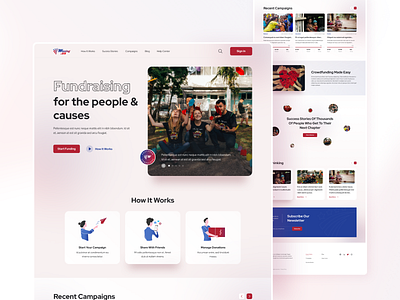 Winning.US Website - Variation 1 campaign charity clean creative crowdfunding design donations funding fundraising gradient illustration landingpage minimal ui usa user interface ux web web design website