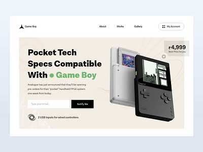 Pocket Game | Web Design animation device game heropage herosection interactions microanimation pocketgame uidesign webdesign webheader website