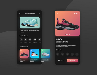 Shoe Store App UI app design colorful design illustration interface nike shoes shoes app shop store ui ux