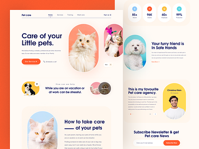 Pet Care Website animal animal care care dog landing minimal orix pet pet care pet store pet ui pet web petshop sajon ui ui designer ux veterinary visual website