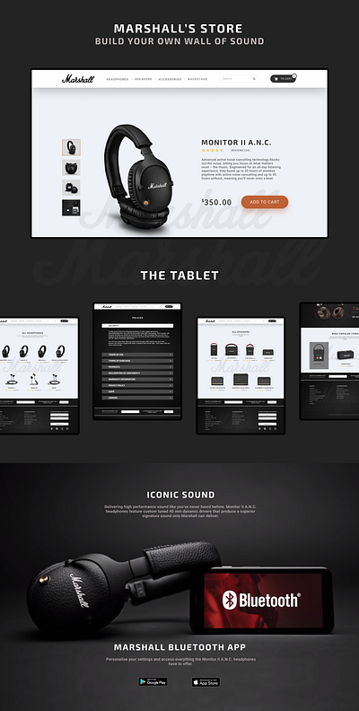 Marshall's store design figma headphone landingpage sound ui ux