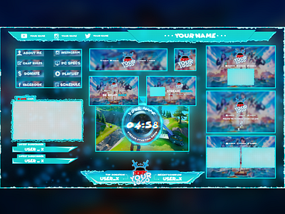 Gaming Overlay and Stream Pack design logo overlays screen streamer