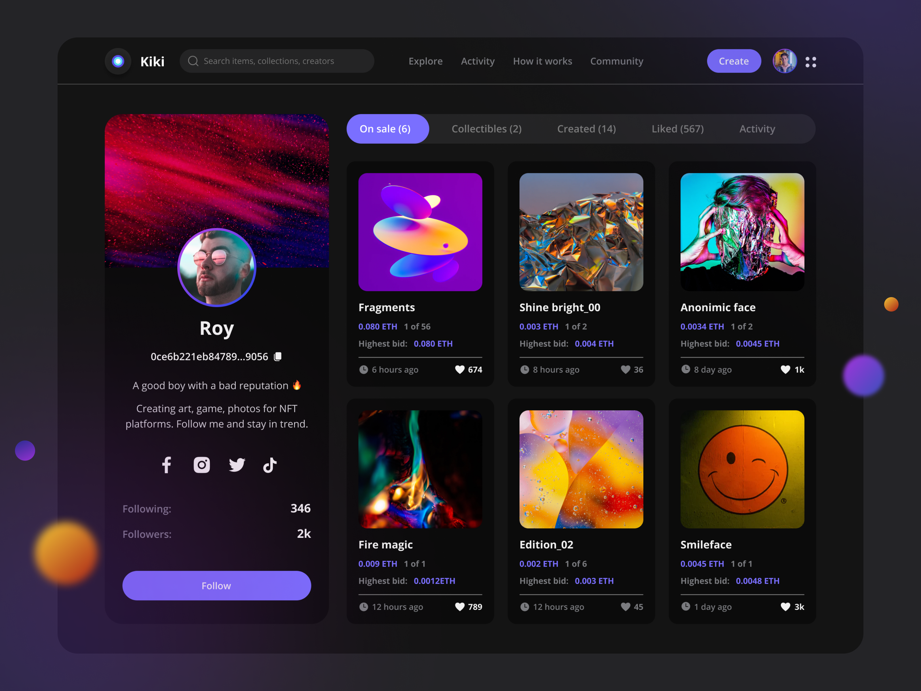 Example of NFT Marketplace concept
