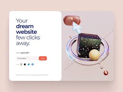 3D Exploration for Web UI Login Wall 3d animation apple beige branding colors glass illustration ios mockup modern motion graphics pastel pink product design signup ui web web3