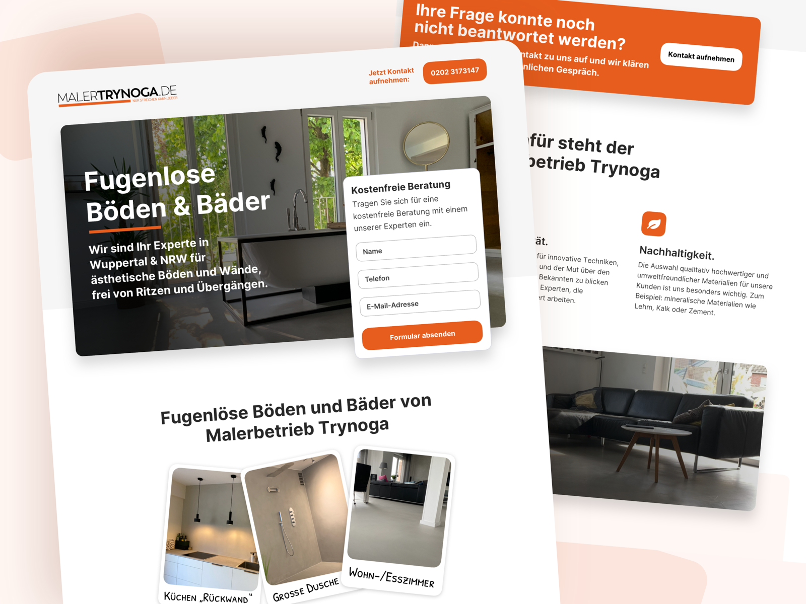 Example of Landingpage for a painting company / Malerbetrieb Desktop