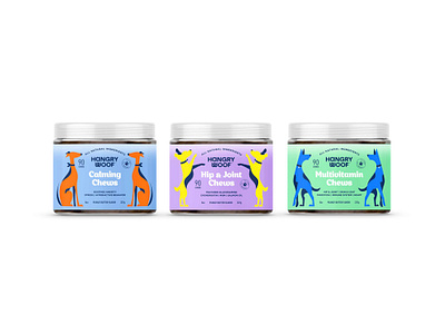 The HangryWoof branding design dog dog supplements graphic design packaging packaging design pet pet supplements typography