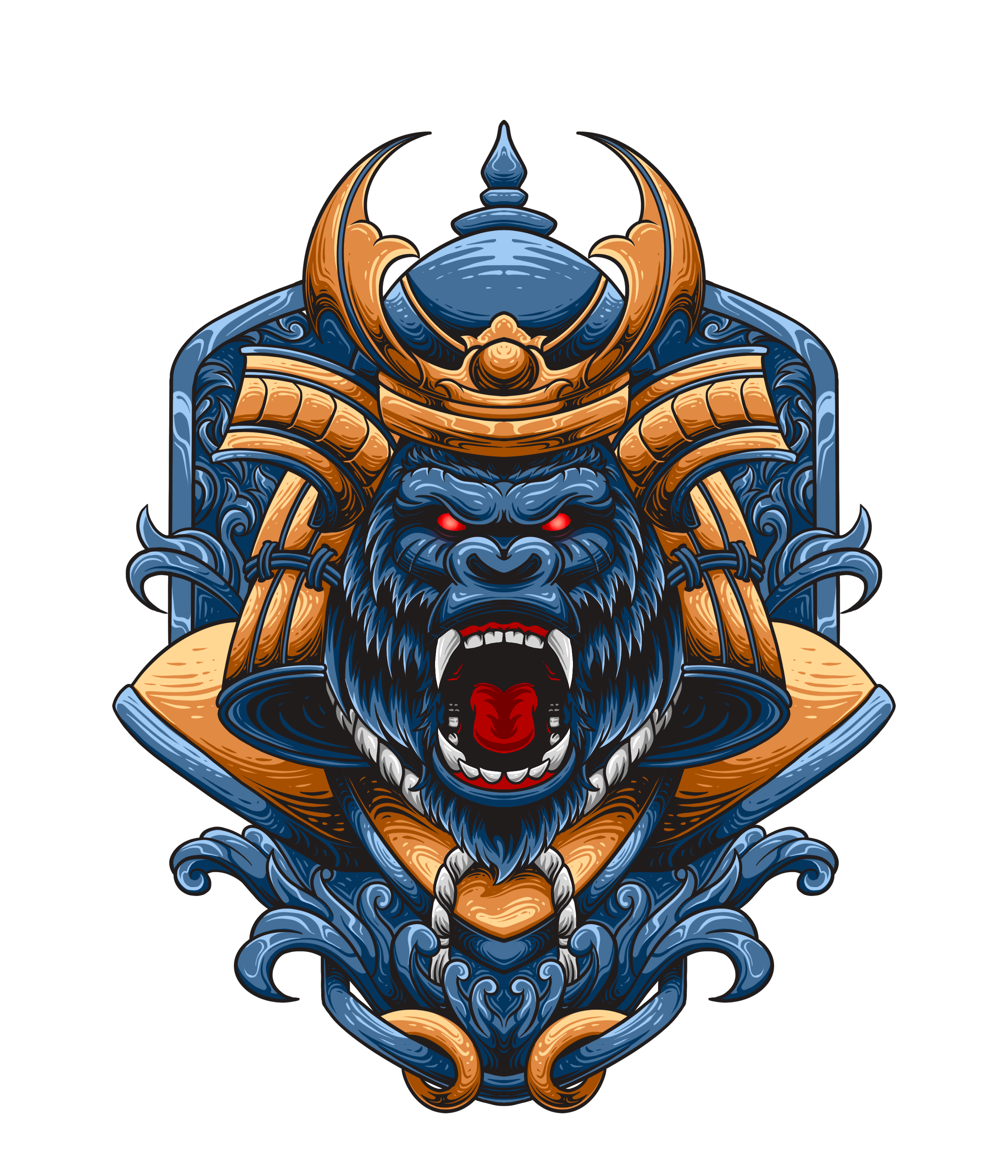 KONG samurai animal apparel branding calssis clothing design gorilla graphic design heroes illustration japanese kingkong knight logo monkey samurai vector warior wild