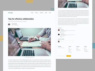 Post page for a collaboration website design ui web website