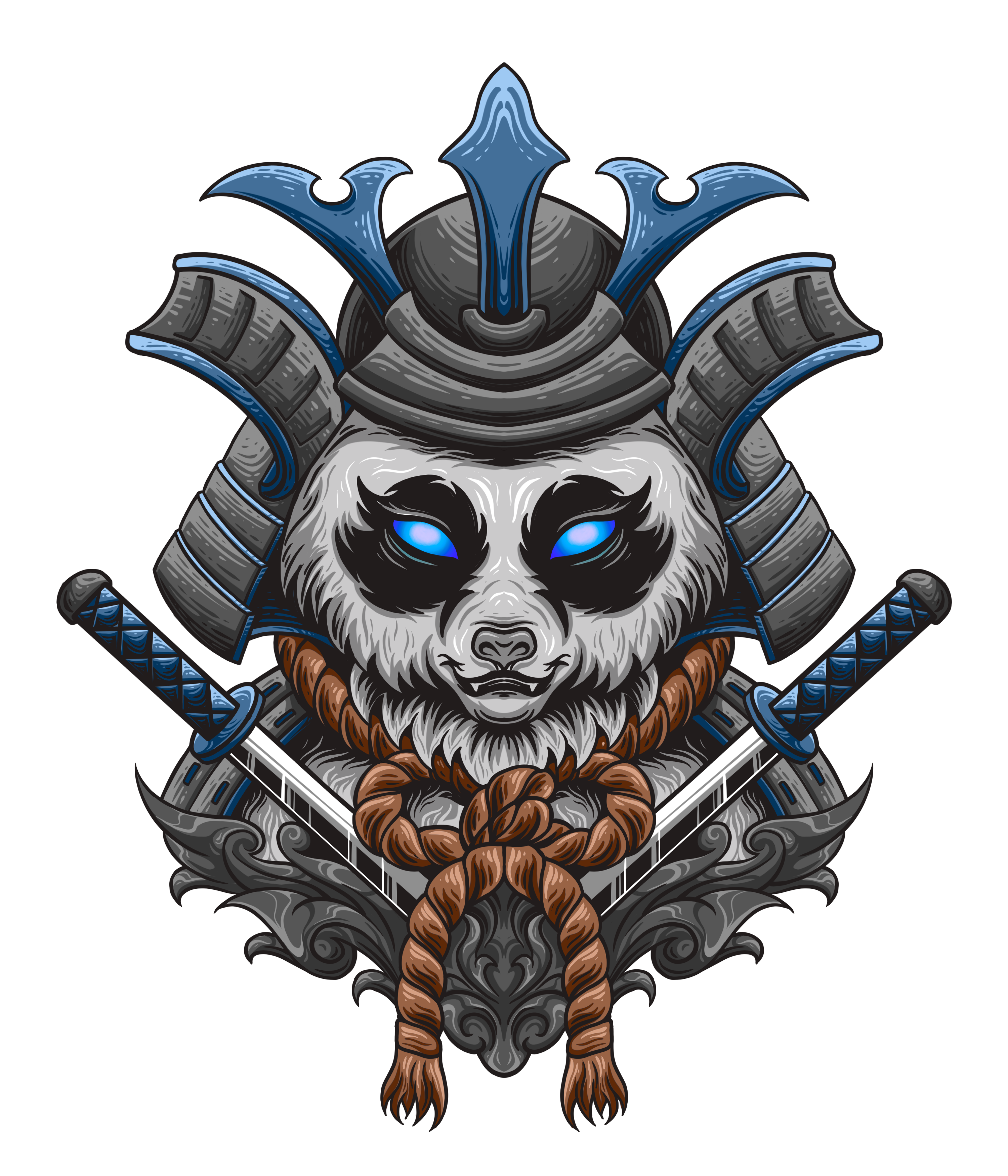 Fuzai Samurai animal apparel branding classic clothing design fuzai graphic design heroes illustration japanese knight logo panda samurai vector warrior wild yinyang