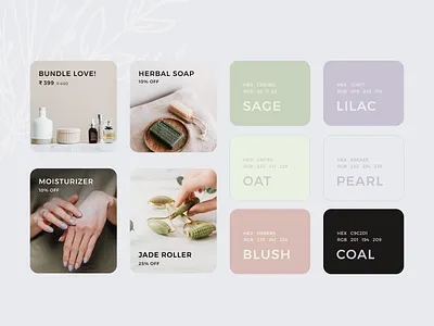 Branding & UI for Skincare brand brand identity branding card card design clean color illustration minimal photography typogaphy ui