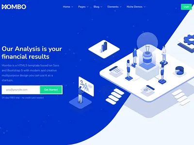 Mombo - Startup Agency and SaaS Template 3d animation bootstrap branding design graphic design illustration logo motion graphics template theme ui ux vector
