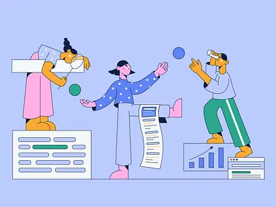 illustrated for useTopic blog illustration character character design flat illustration illustration illustration 2d minimal art office search searching team work vector art web web illustration work work space