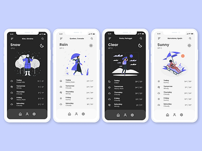 Weather daily dailyui dailyui 037 dailyui 37 dailyuichallenge flat illustration minimal mobile app mobile ui mobile weather ui uidesign uiux weather weather app weather forecast weather icon weather screen