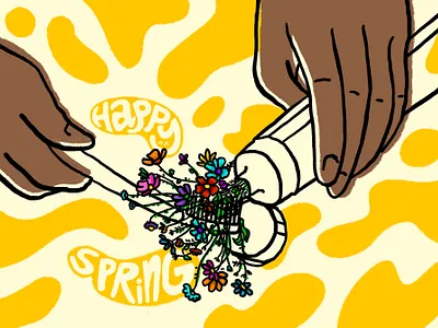 Happy Spring article illustration bloom brush colourful design flowers freelance freelancer fun good vibes graphic hand drawn happy illustration paint procreate spring surreal surreal art toothpaste