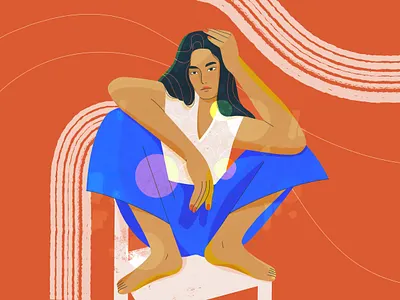 Character illustration 2d character brunette characterdesign colorful concept digital illustration flat flat illustration girl girl character illustration lines minimalist model modeling portrait pose posing procreateapp sitting