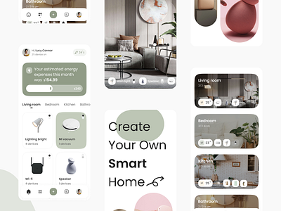 Smart Home UI App app buy conect design device home minimal rooms smart smarthome ui ux