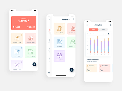 Expense Tracker App UI android app concept design flat illustration ios minimal mobile mobile app ui ux ui design ux ux design