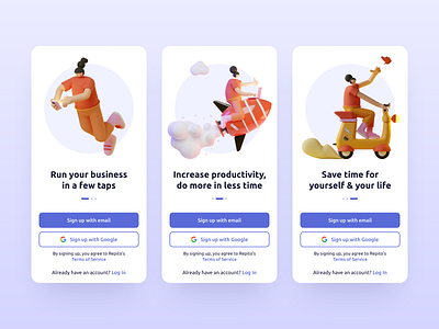 Repito App. Onboarding 3d 3d illustration app app design clean inspiration interface mobile onboarding onboarding screens registration sign up ui ux