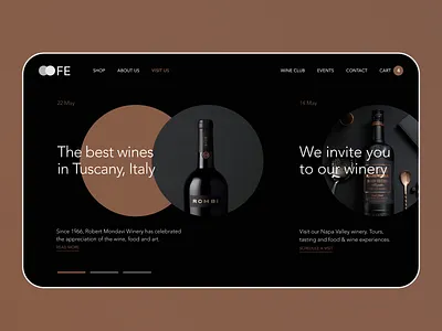 FE Vines Website Concept alchohol bottle dark drinks e commerce food italy landing landing page landing page design restaurant web website wine winery