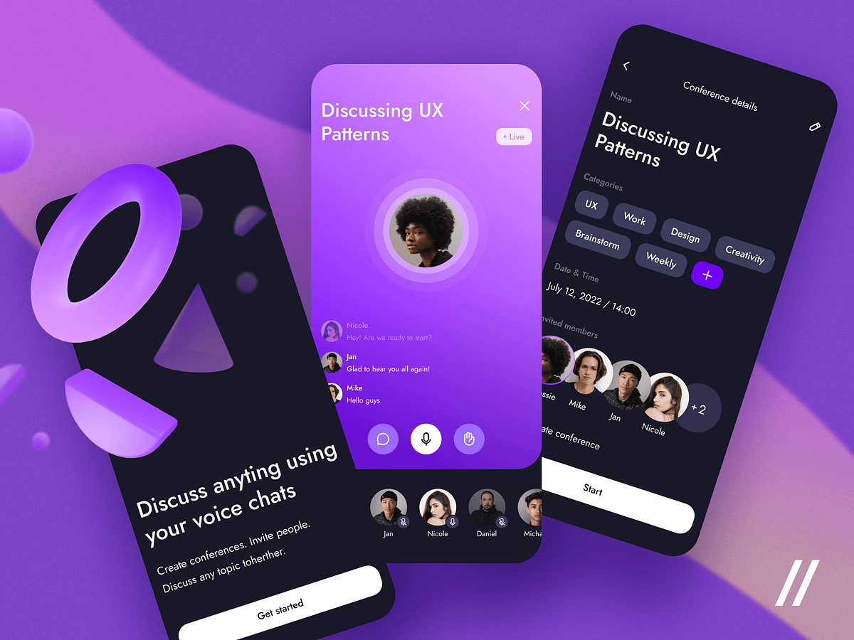 Voice Chat App by Kristina Taskaeva for Purrweb UI/UX Agency on Dribbble