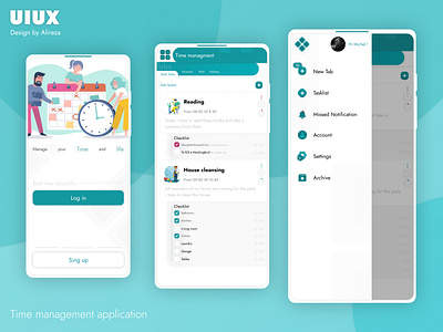 Time management application app clean design illustration logo minimal ui ux vector web