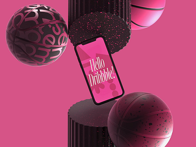 Hello Dribbble! 3d 3d motion debut design dribbble dribbble invite hello dribble motion