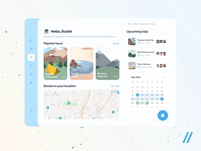 Tour Booking Platform animation book bot calendar chat design home page interface landing landing page map motion search bar tour tourism trip ui ux web web interaction