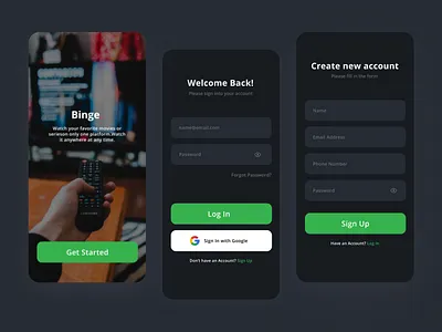 Binge App UI app design figma figmadesign icon minimal typography ui ux
