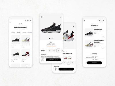 Nike Shop UI cart page cart ui design jordans minimalism nike nike air nike air max nike shoes shop app shop ui ui ui ux ui design uidesign ux