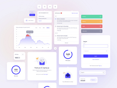 Components UI cleanui component ui flatdesign glass effect uidesign uiux visual design white whiteui