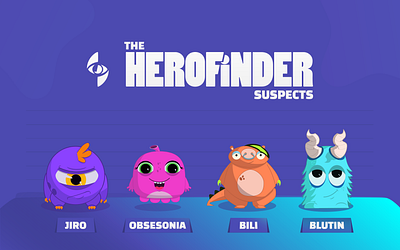 The HeroFinder Suspects app cgw character design design app illustration onboarding product design