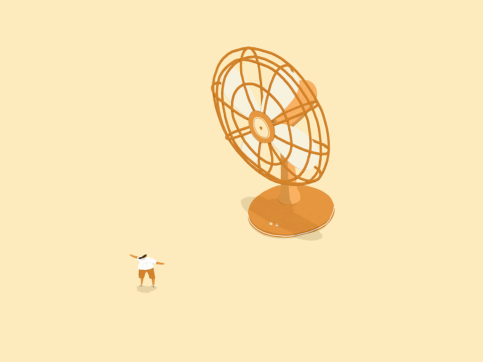 Desk Fan animation cooling desk fan fresh air fun gif heat wave hot miniature people summer tiny people weather