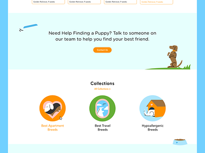 Puppyspot website design + illustration - Collections branding design dog dog illustration graphic illustration leah schmidt leahschm product puppy spot illustration thumbnail website website design