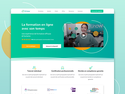 Unow website homepage 2021 landing page website