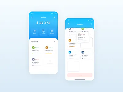 The Bits Bank / Home Screen, Account Interactions and Pop-Ups app blue clean ui crypto cryptocurrency dashboard design interface light ui ux
