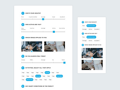 Health Questionaire Survey flat health healthcare healthy interface multiple choice questionnaire responsive slider survey survey app surveys ui ui design ux web app