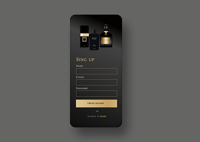 Sign up page for a perfume store #Daily UI 001 create account daily ui 001 dailyui dailyuichallenge e commerce fancy luxury perfume perfumes register signup store app stores