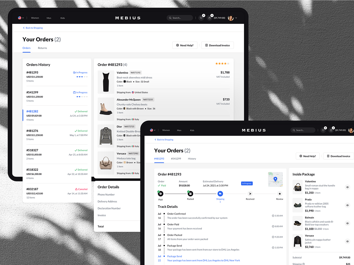 My Orders and Orders History by Vladimir Rakshâ on Dribbble
