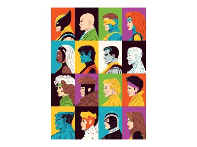 X-men roster illustration marvel vector