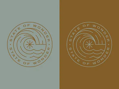 Sun Wave Badge badge beach branding color icon line logo ocean patch star sun typography wave
