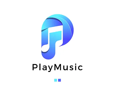 PlayMusic Logo Design abstract branding colorful company creative letter p logo logo logo design logodesign logotype modern music negative space negative space logo p letter logo p logo play playful