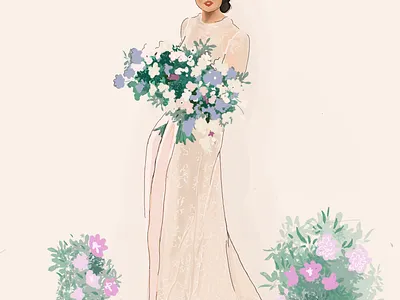Bride cartoon character character design concept art drawing fashion flat vector illustration vector women