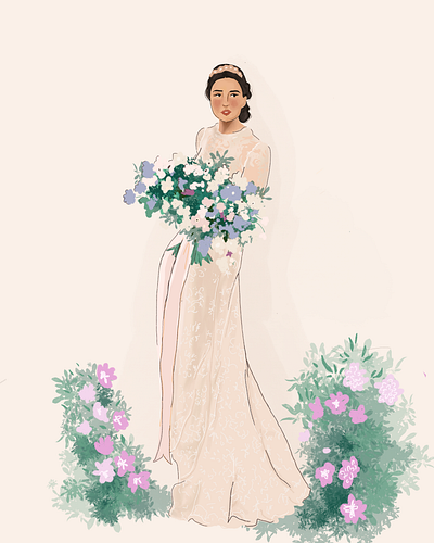Bride cartoon character character design concept art drawing fashion flat vector illustration vector women
