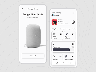 Smart Home App app app concept clean ui design home home automation ios ios app design lights modern smart smart home smart home app smarthome speaker switch thermostat ui uiux ux