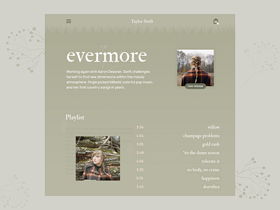 Taylor Swift - evermore design landing taylor swift