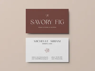 The Savory Fig - Business Card bakery branding business card chef illustration marketing materials pastry print design print designer vegan vegan kitchen