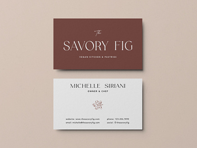 The Savory Fig - Business Card bakery branding business card chef illustration marketing materials pastry print design print designer vegan vegan kitchen