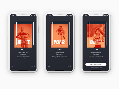 App onboarding design adobe xd app fitness app minimal onboarding running app sport ui ux